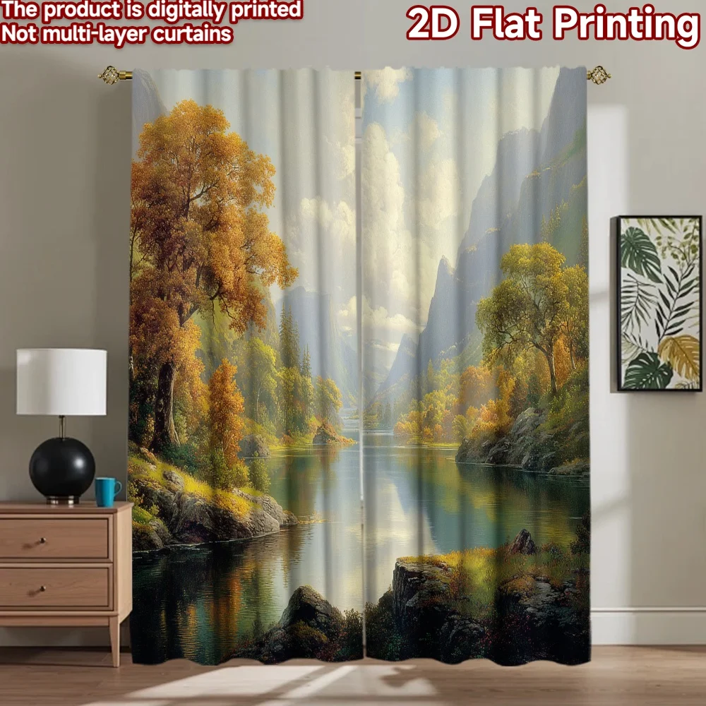 2D flat printing 2pcs Curtain Autumn Mountain Lake Landscape Digital Printed Polyester Drapes Festive Curtains Use for Yard &
2D flat printing 2pcs Curtain Autumn Mountain Lake Landscape Digital Printed Polyester Drapes Festive Curtains Use for Yard &