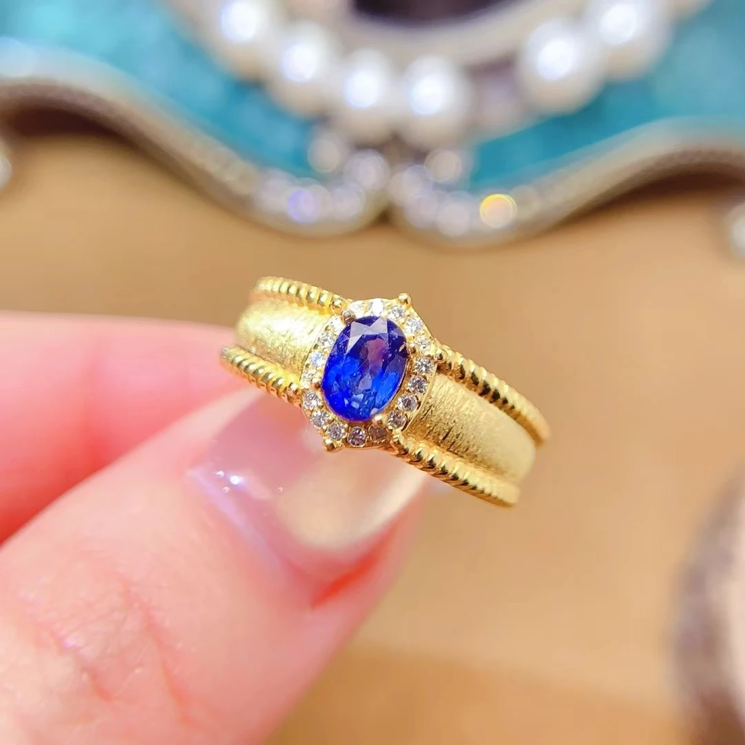 Royal Blue Sapphire Ring with 3 Layers 18K Yellow Gold Plating 4mm*6mm 0.5ct Natural Sapphire 925 Silver Ring for Wedding
Royal Blue Sapphire Ring with 3 Layers 18K Yellow Gold Plating 4mm*6mm 0.5ct Natural Sapphire 925 Silver Ring for Wedding