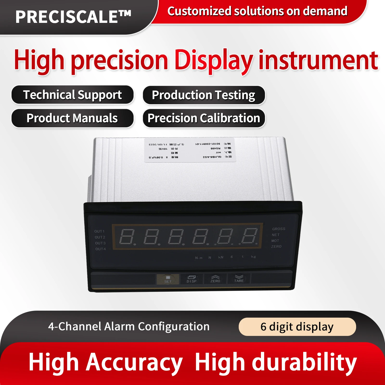 Load Cell Indicator Display,Analog Output, 4-20mA,0-5V,0-10V,Quantitative Start Control,Modbus-RTU protocol 485 communication