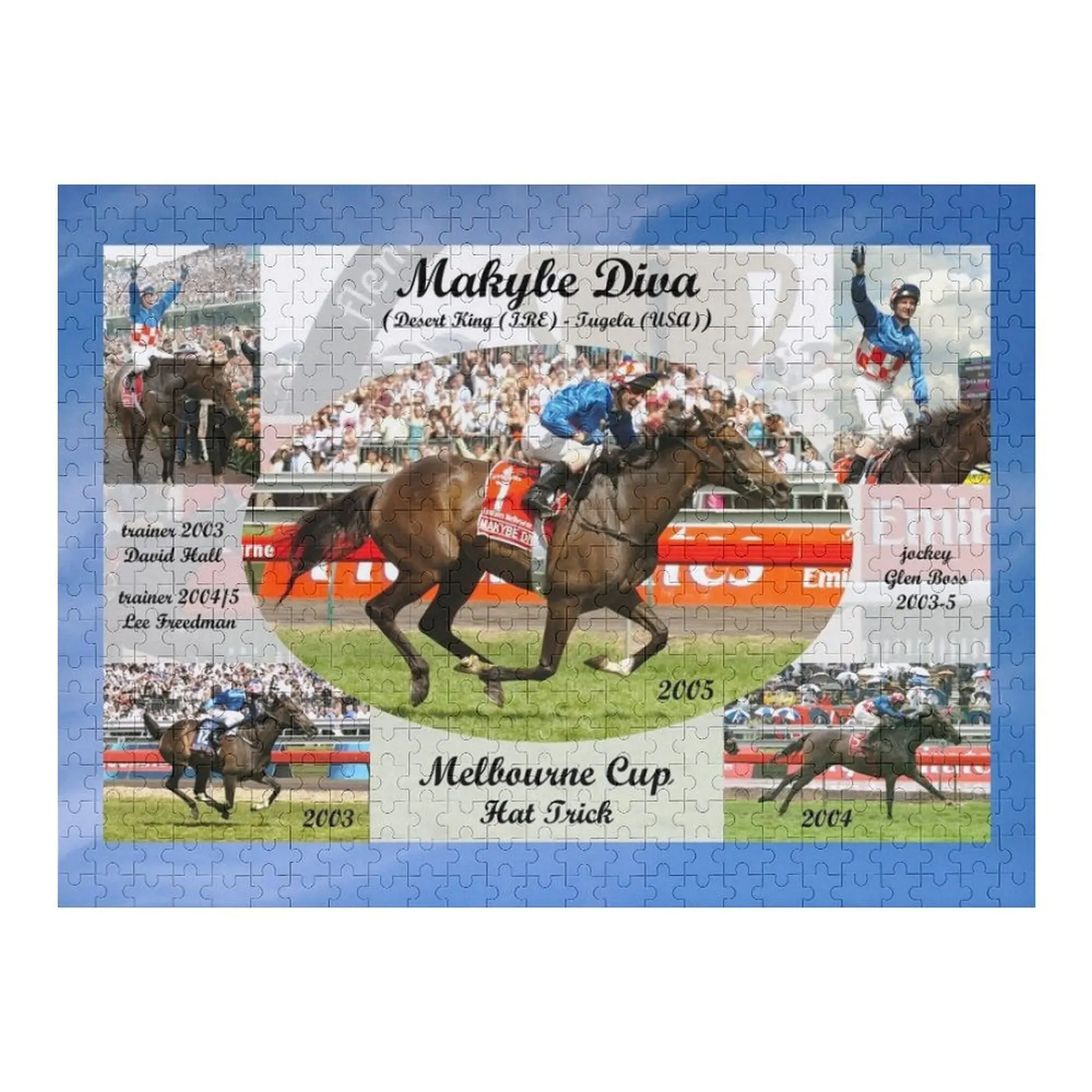 Makybe Diva Melbourne Cup Hat Trick Jigsaw Puzzle Персонализированные игрушки Фото Пазл на заказ
Makybe Diva Melbourne Cup Hat Trick Jigsaw Puzzle Персонализированные игрушки Фото Пазл на заказ