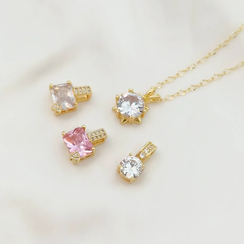14K Gold-plated Light Gold Inlaid with Transparent Zircon Crystal Square and Round Pendant DIY Handcrafted Pendant
14K Gold-plated Light Gold Inlaid with Transparent Zircon Crystal Square and Round Pendant DIY Handcrafted Pendant