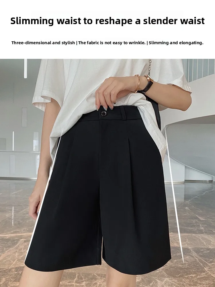 Ice Silk Suit Shorts Women's Summer New Thin Wide Leg Five-Quarter Pants Casual Loose High Waist Wide Leg Pants Commute Style
Ice Silk Suit Shorts Women's Summer New Thin Wide Leg Five-Quarter Pants Casual Loose High Waist Wide Leg Pants Commute Style