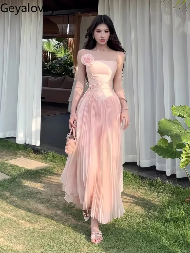 Holiday Style French Sexy Suspender Long Dress Women's High Sense Temperament Sweet High-waist Pendulum Party Maxi Dresses
Holiday Style French Sexy Suspender Long Dress Women's High Sense Temperament Sweet High-waist Pendulum Party Maxi Dresses