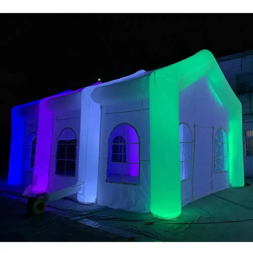 Customized Large White Inflatable Wedding Tent Blow Up Party Marquee LED Night Club Tent With LED Light Strip With Blower
Customized Large White Inflatable Wedding Tent Blow Up Party Marquee LED Night Club Tent With LED Light Strip With Blower