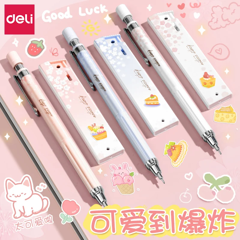 Deli Cute Style 6 Pc Set Push Type Mechanical Pencil And Refill Set Student Stationery Supplies, 0.5mm Non Easily Broken Core
Deli Cute Style 6 Pc Set Push Type Mechanical Pencil And Refill Set Student Stationery Supplies, 0.5mm Non Easily Broken Core