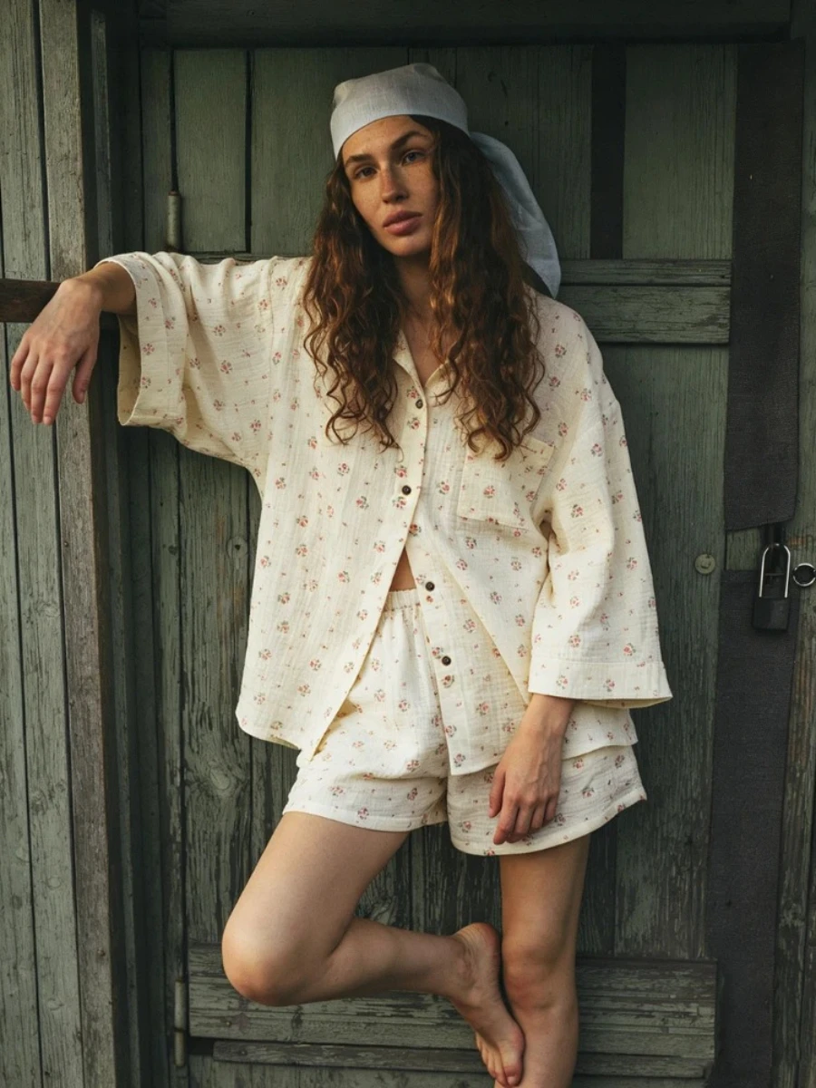 Llinar Women's Summer Suit with Shorts Cotton Muslin Beach Two Piece Set Women Vintage Classic Suit Shirt and Shorts for Women
Llinar Women's Summer Suit with Shorts Cotton Muslin Beach Two Piece Set Women Vintage Classic Suit Shirt and Shorts for Women