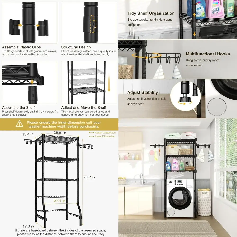 Компактная полка для хранения белья для сушильной машины, ширина 29,5 x глибины 17,3 x высота 76,2, подходит для ширины машины 27,1, поддерживает 304 фунта, B
Компактная полка для хранения белья для сушильной машины, ширина 29,5 x глибины 17,3 x высота 76,2, подходит для ширины машины 27,1, поддерживает 304 фунта, B