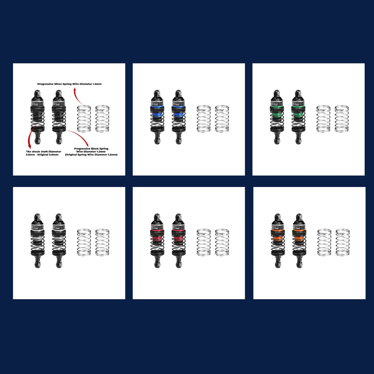 Прогрессивный пружинный амортизатор из сплава GPM спереди или сзади, 63 мм TRAXXAS Mini Slash, Mini Rally
Прогрессивный пружинный амортизатор из сплава GPM спереди или сзади, 63 мм TRAXXAS Mini Slash, Mini Rally