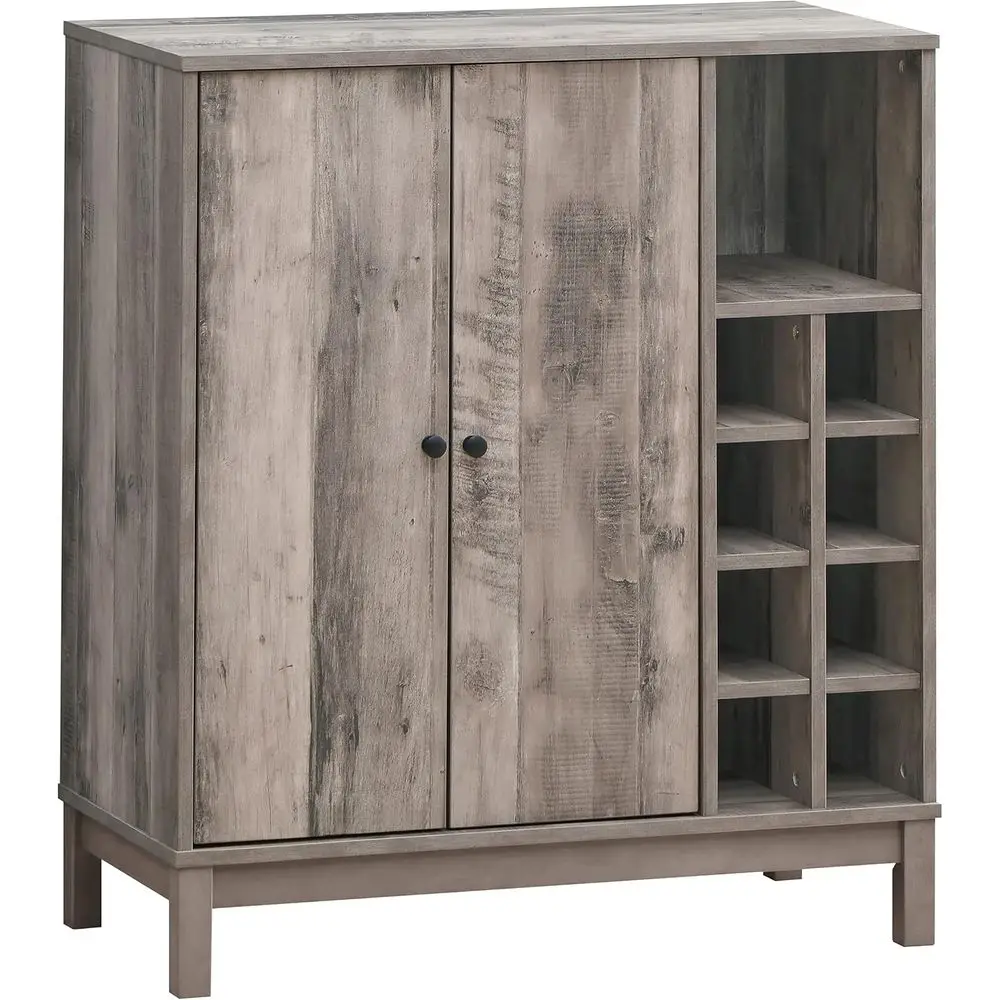 2-Door Wooden Wine Cabinet with 8-Bottle Storage and Open Shelves, 32-Inch, Weathered Acacia Finish
2-Door Wooden Wine Cabinet with 8-Bottle Storage and Open Shelves, 32-Inch, Weathered Acacia Finish