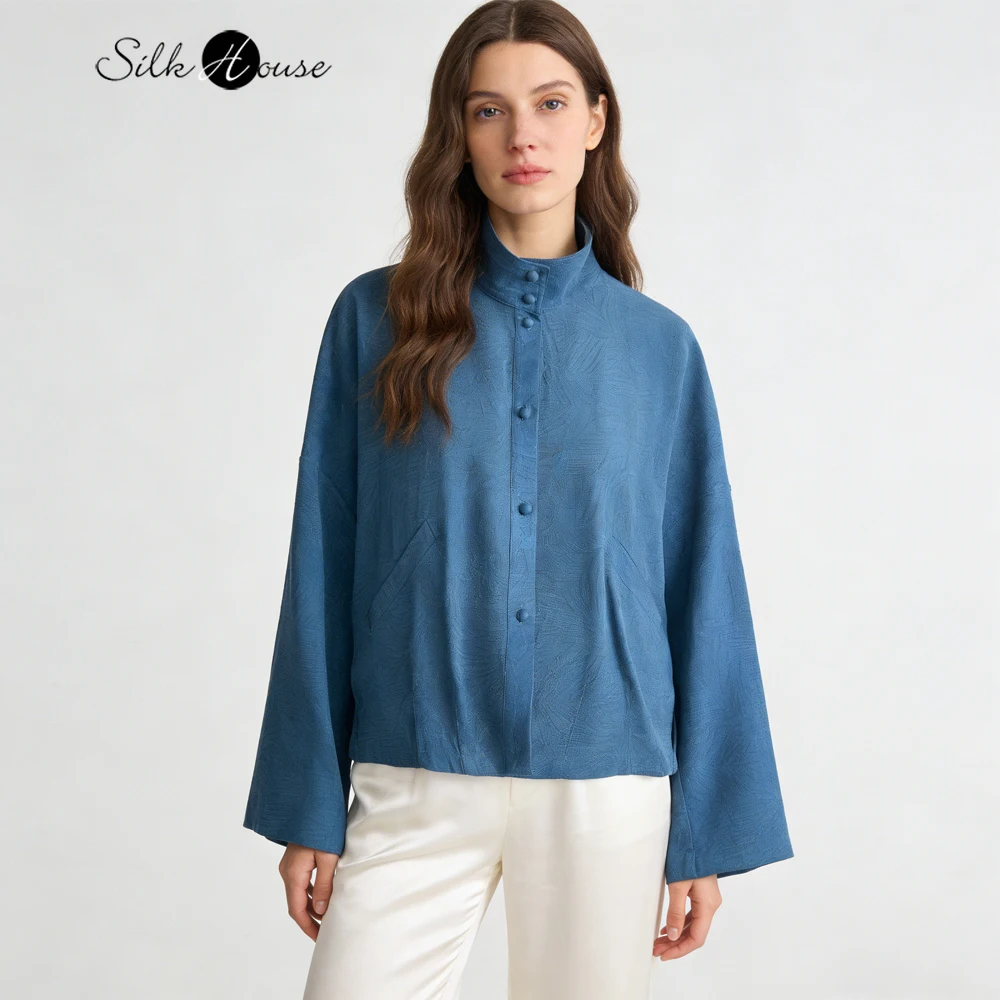 Women's Fashion Clothing Heavyweight 100% Natural Mulberry Silk Fragrant Cloud Yarn Stand Collar Long Sleeved Cardigan Jacket
Women's Fashion Clothing Heavyweight 100% Natural Mulberry Silk Fragrant Cloud Yarn Stand Collar Long Sleeved Cardigan Jacket