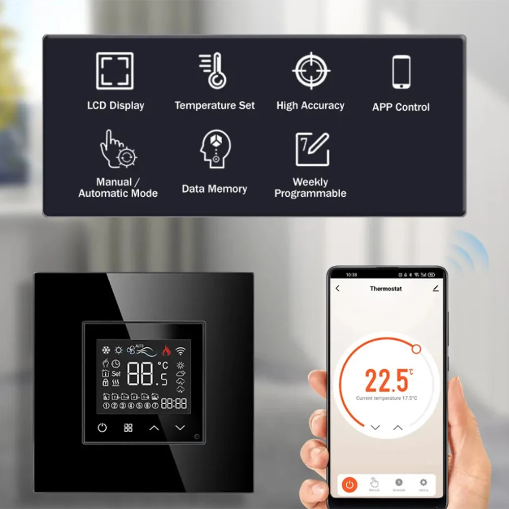 Gas Boiler Smart Thermostat Smart Home Automation Energy Optimization LED Touch Display Multiple Color Options
Gas Boiler Smart Thermostat Smart Home Automation Energy Optimization LED Touch Display Multiple Color Options