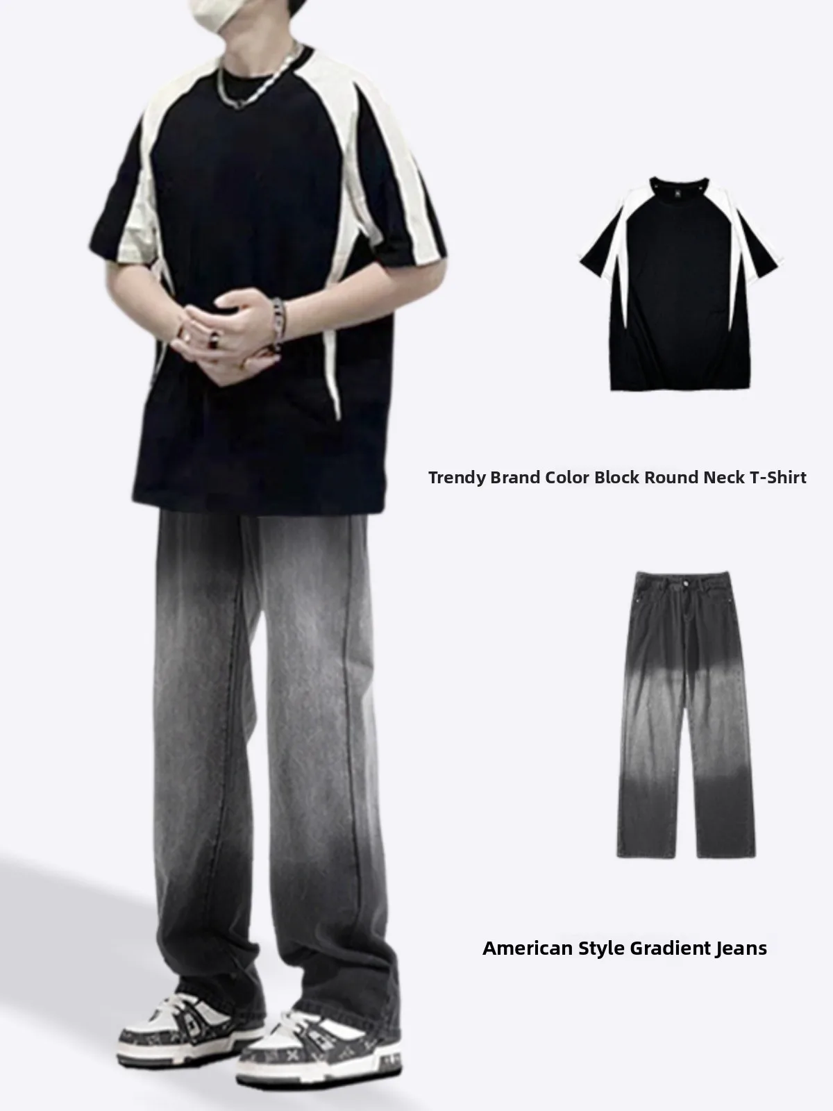 Американские джинсовые джинсы в стиле ретро, мужские весенне-осенние прямые футболки ort Sve, молодежный модный комплект из смеси хлопка и полиэстера
Американские джинсовые джинсы в стиле ретро, мужские весенне-осенние прямые футболки ort Sve, молодежный модный комплект из смеси хлопка и полиэстера