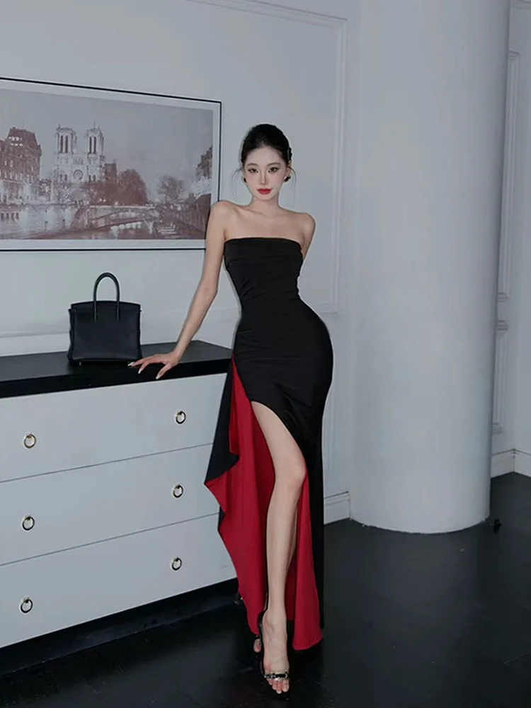 Stazf7 Red Bottom Slim Fit Split Long Dress Women's Summer Fashion High Waist French Style No Sleeve Urban Commuting Date Party
Stazf7 Red Bottom Slim Fit Split Long Dress Women's Summer Fashion High Waist French Style No Sleeve Urban Commuting Date Party