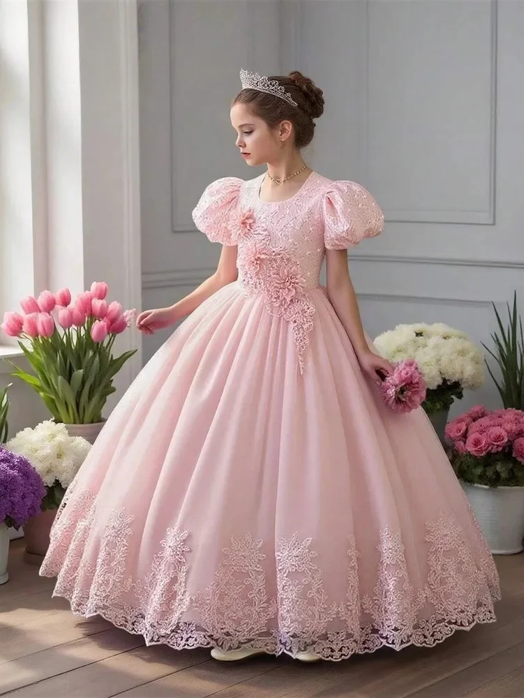 2026 Pink Floral Lace Flower Girl Dress, A Line Mesh Girls Dress, Long Wedding Party Prom Tutu Dress, Girls Communion Holiday
2026 Pink Floral Lace Flower Girl Dress, A Line Mesh Girls Dress, Long Wedding Party Prom Tutu Dress, Girls Communion Holiday