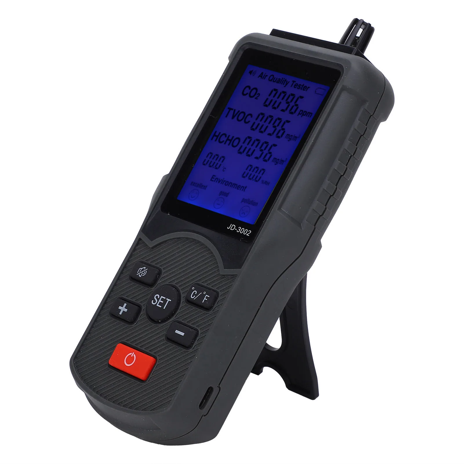 Air Quality Monitor CO2 TVOC Temperature Humidity Detector Industrial Testing Equipment JD-3002 Temperature Humidity Detector
Air Quality Monitor CO2 TVOC Temperature Humidity Detector Industrial Testing Equipment JD-3002 Temperature Humidity Detector