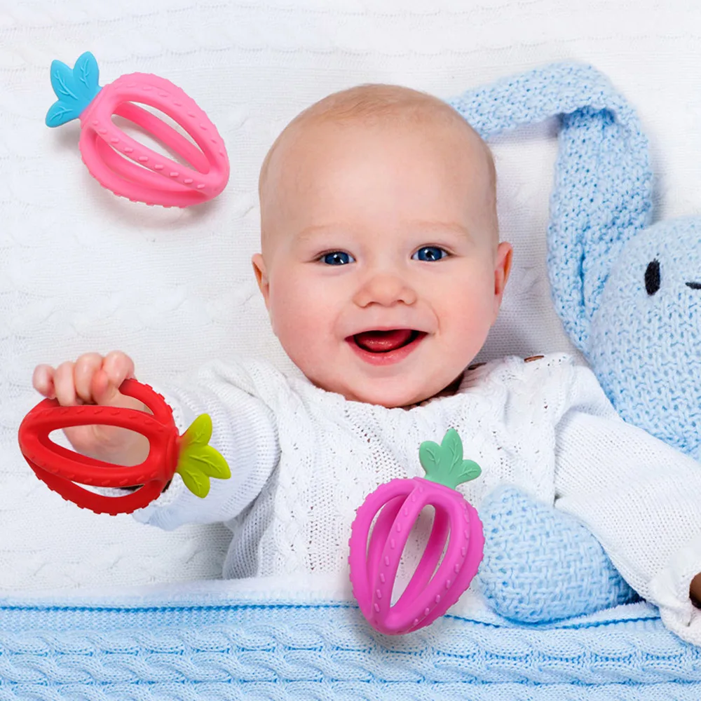 High Quality Silicone Cartoon Fruit Toddler Molar Teether Pain Tool Kids Teething Baby Gift Natural Stop Sucking Thumb Toy
High Quality Silicone Cartoon Fruit Toddler Molar Teether Pain Tool Kids Teething Baby Gift Natural Stop Sucking Thumb Toy