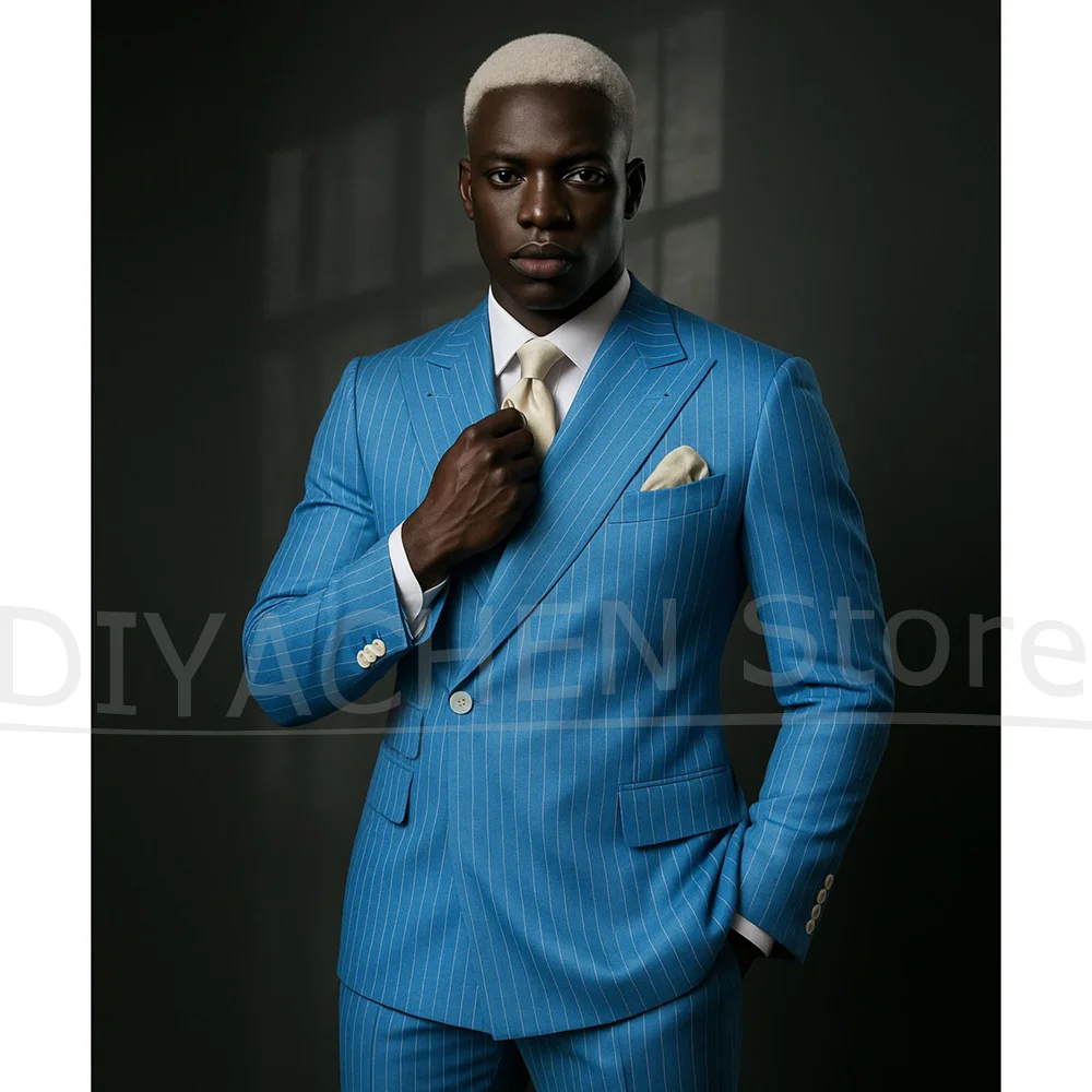 Мужской костюм в полоску, шикарный пиковый лацкан на одной пуговице, стильный наряд из двух предметов, деловые свадебные элегантные костюмы для официальных мероприятий
Мужской костюм в полоску, шикарный пиковый лацкан на одной пуговице, стильный наряд из двух предметов, деловые свадебные элегантные костюмы для официальных мероприятий