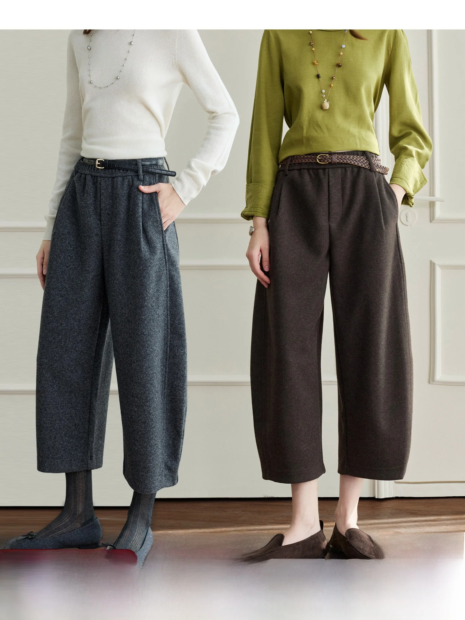 Slimming Wide Leg Pants High Waist Elastic Waist Woolen Thread Women's Casual Straight Cut Trousers by Pumpkin Valley
Slimming Wide Leg Pants High Waist Elastic Waist Woolen Thread Women's Casual Straight Cut Trousers by Pumpkin Valley