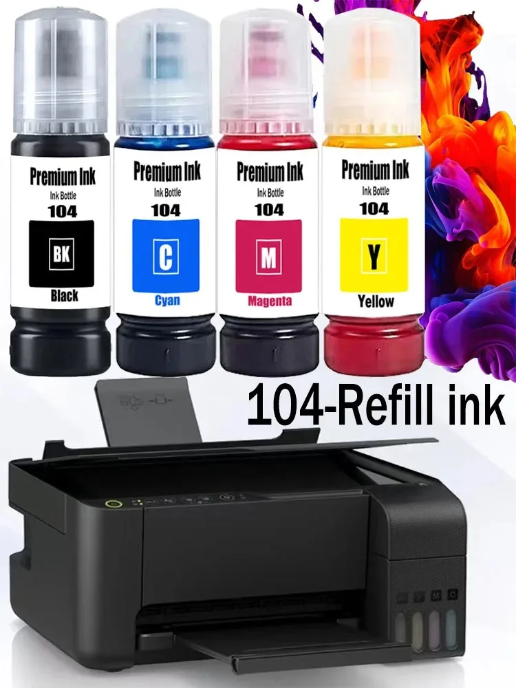 104 Premium Color Compatible Bulk Bottle Water Based Refill Ink For Epson ECOTANK ET-2821 ET-2825 ET-2826 ET-2830 Printer
104 Premium Color Compatible Bulk Bottle Water Based Refill Ink For Epson ECOTANK ET-2821 ET-2825 ET-2826 ET-2830 Printer