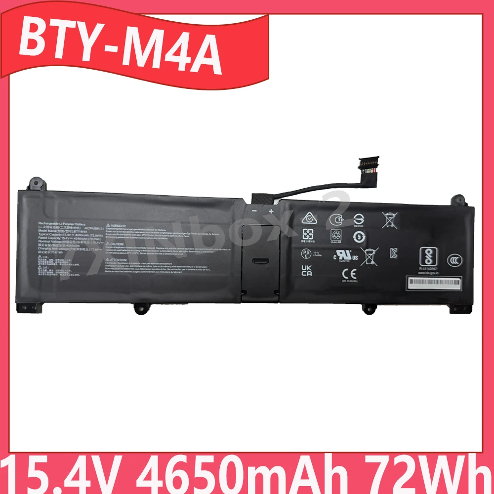New BTY-M4A 15.4V 4650mAh 72Wh Laptop Battery For MSI Stealth 14 Studio A13VF A12MT A13MT A13VG A1VGG PRESTIGE 14 EVO B12M B13M
New BTY-M4A 15.4V 4650mAh 72Wh Laptop Battery For MSI Stealth 14 Studio A13VF A12MT A13MT A13VG A1VGG PRESTIGE 14 EVO B12M B13M