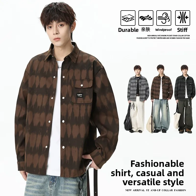 Loose Men's Tie Dye irt Jaet Button up Long Sve Casual Outerwear Spring Autumn New Sle Polyester Youth Faion
Loose Men's Tie Dye irt Jaet Button up Long Sve Casual Outerwear Spring Autumn New Sle Polyester Youth Faion