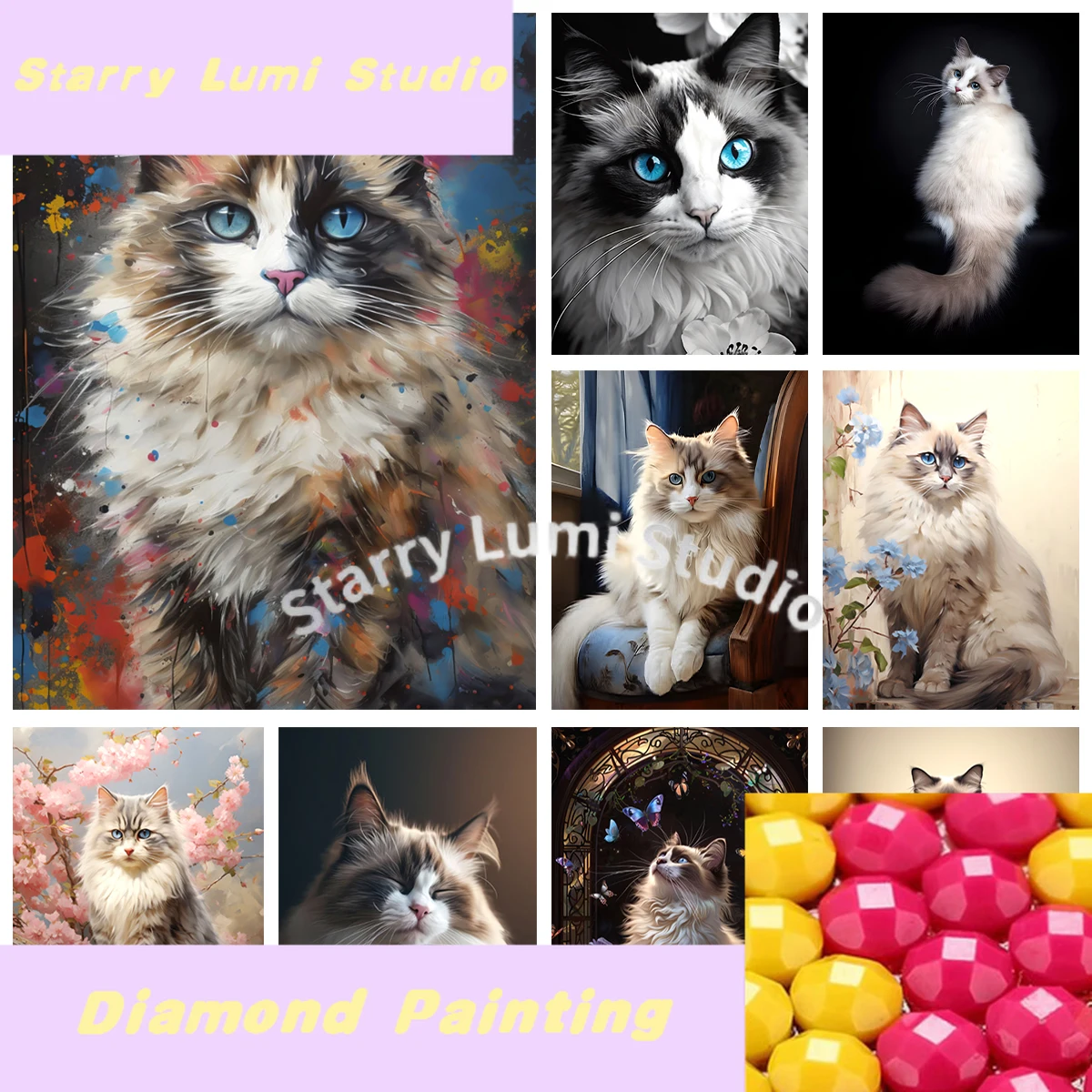 Ragdoll Cat DIY Diamond Painting Kit Cute Cats Portrait Diamond Embroidery Mosaic Oil Painting Hand Gift Home Decor
Ragdoll Cat DIY Diamond Painting Kit Cute Cats Portrait Diamond Embroidery Mosaic Oil Painting Hand Gift Home Decor