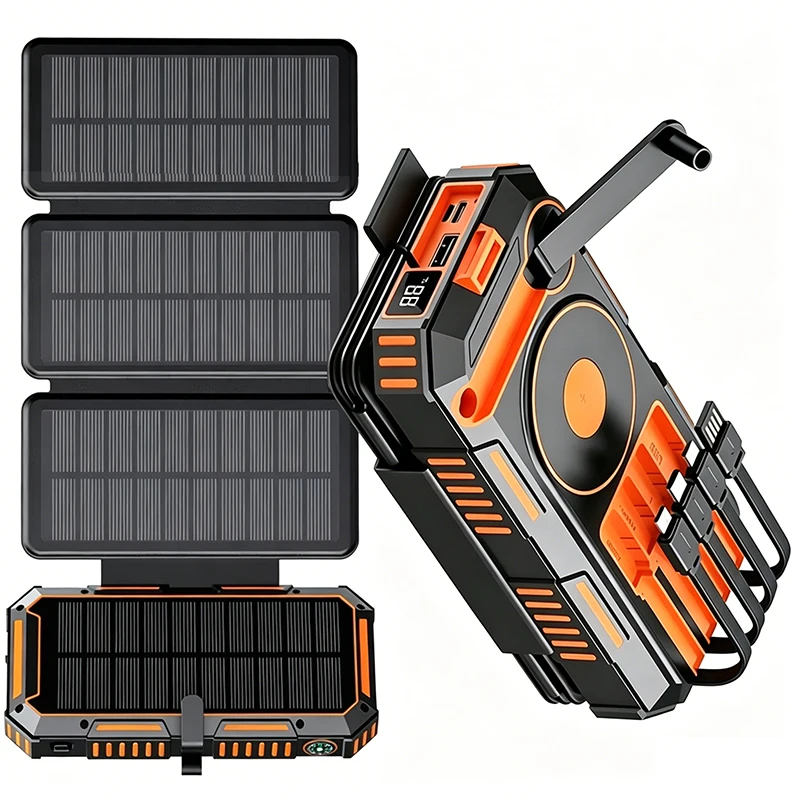 Hand Crank Solar Power Bank 20000mAh with Folding 4 Solar Panel for iPhone 17 Huawei Magnetic Wireless Charger for Apple Watch
Hand Crank Solar Power Bank 20000mAh with Folding 4 Solar Panel for iPhone 17 Huawei Magnetic Wireless Charger for Apple Watch