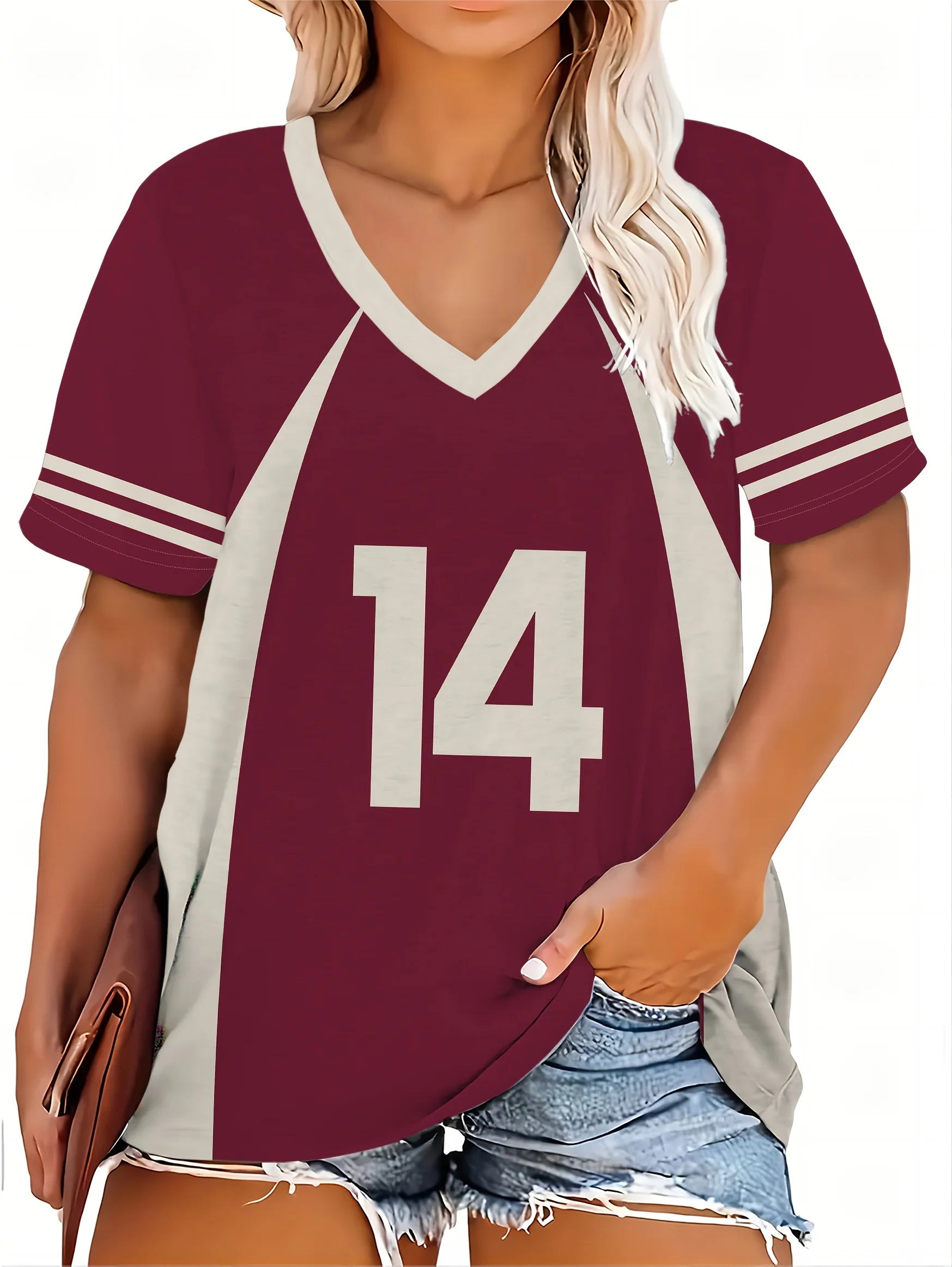 25 Summer New Plus Size Women Red V-neck Sportswear Size 14 Printed Women Casual T-shirt Quick Drying Breathable and Comfortable
25 Summer New Plus Size Women Red V-neck Sportswear Size 14 Printed Women Casual T-shirt Quick Drying Breathable and Comfortable