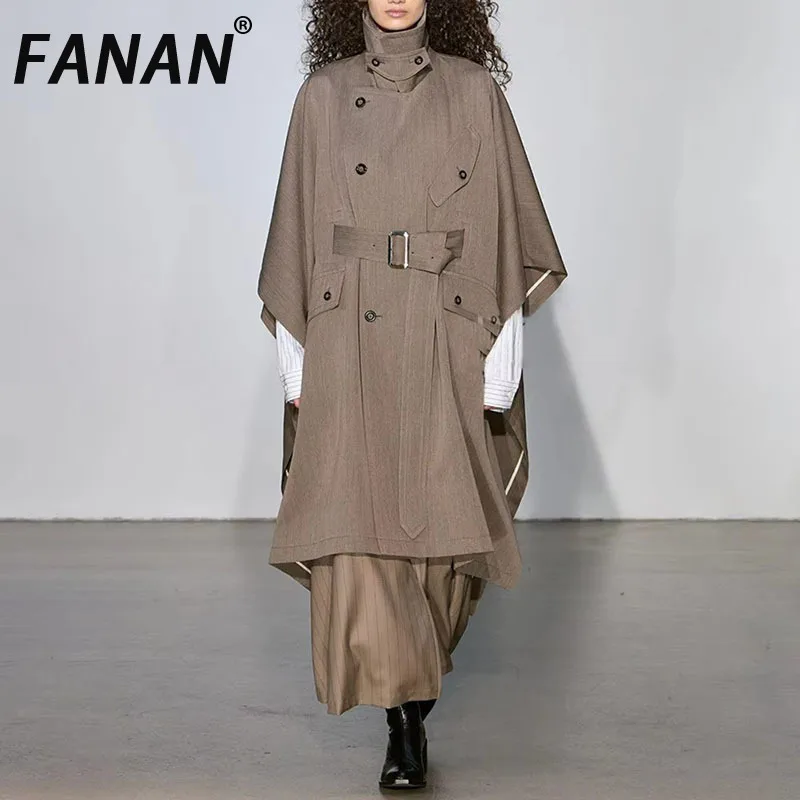 FANAN Designer Patchwork Belt Trench For Women Lapel Batwing Sleeve Spliced Button Loose Chic Coats Female Fashion New 2025
FANAN Designer Patchwork Belt Trench For Women Lapel Batwing Sleeve Spliced Button Loose Chic Coats Female Fashion New 2025