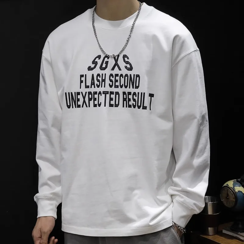 Pure cotton white long sleeve T-shirt men's fashion brand loose large size letters new men's inner coat Spring and Autumn
Pure cotton white long sleeve T-shirt men's fashion brand loose large size letters new men's inner coat Spring and Autumn