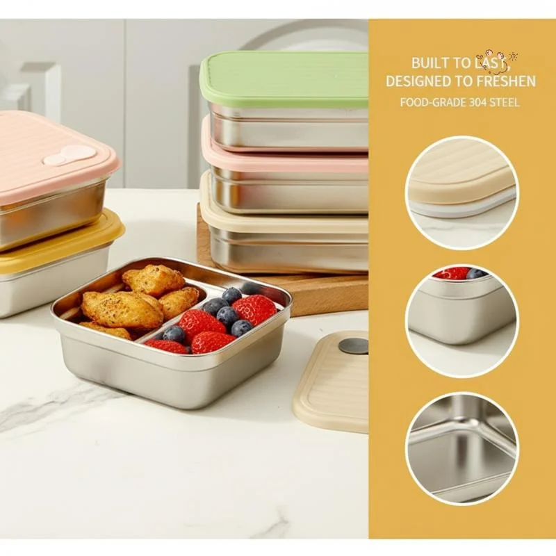 Portable 304 Stainless Steel Lunch Box Reusable Sealed Leak Proof Fruit Salad Food Bento Box For Student Office Worker
Portable 304 Stainless Steel Lunch Box Reusable Sealed Leak Proof Fruit Salad Food Bento Box For Student Office Worker