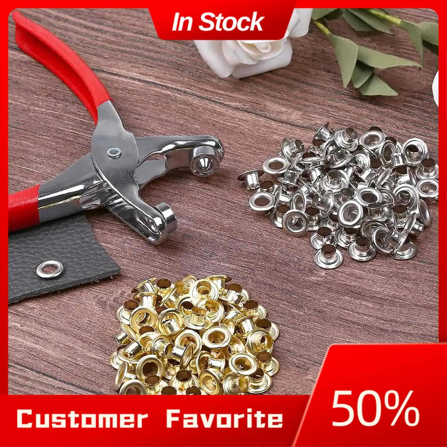 AT03 Top 401Pcs 1/4Inch 6Mm Grommet Eyelet Pliers Kit, Grommet Tool Kit With 400 Metal Eyelets In Gold And Silver,Eyelet Grommet
AT03 Top 401Pcs 1/4Inch 6Mm Grommet Eyelet Pliers Kit, Grommet Tool Kit With 400 Metal Eyelets In Gold And Silver,Eyelet Grommet