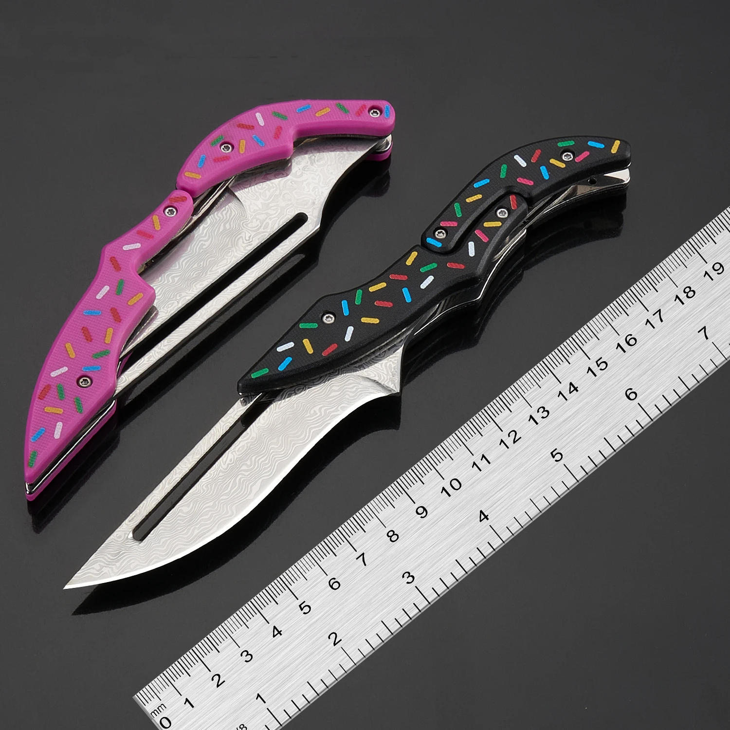 1PC Damascus steel - donut color scheme,EDC folding knife, suitable for unboxing packages, camping rope cutting, and daily carry
1PC Damascus steel - donut color scheme,EDC folding knife, suitable for unboxing packages, camping rope cutting, and daily carry