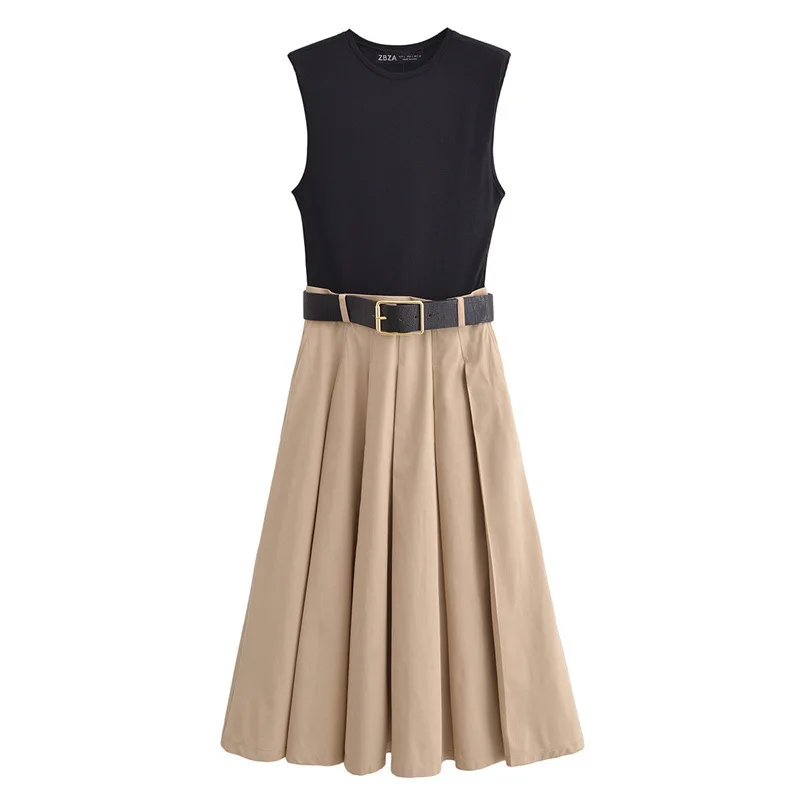 Belt Pleated Long Dress Woman Summer Sleeveless Midi Dresses for Women Patchwork Party Women's Dress Holiday Beach Dresses
Belt Pleated Long Dress Woman Summer Sleeveless Midi Dresses for Women Patchwork Party Women's Dress Holiday Beach Dresses