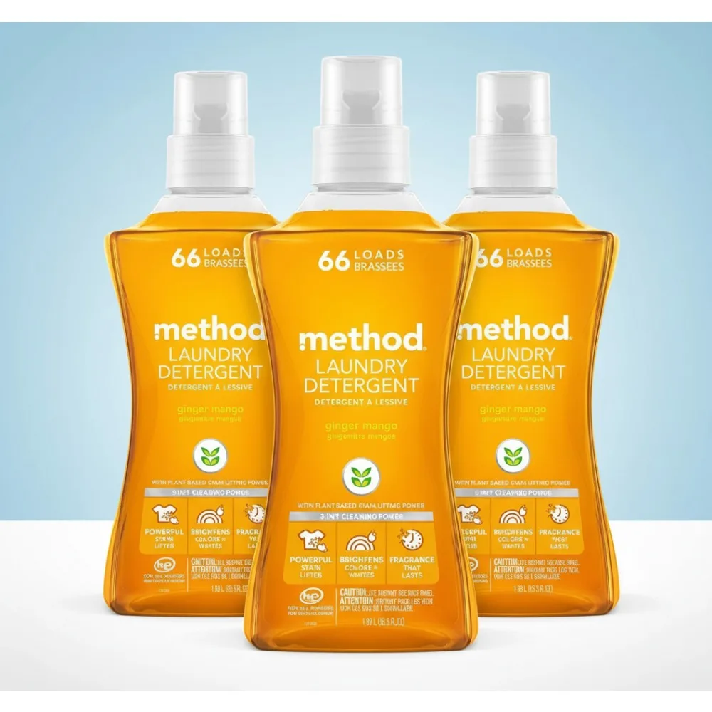 Concentrated Liquid Laundry Detergent, Ginger Mango Scent, Stain Remover, 4 Pack for 264 Loads, HE and Standard Washers
Concentrated Liquid Laundry Detergent, Ginger Mango Scent, Stain Remover, 4 Pack for 264 Loads, HE and Standard Washers