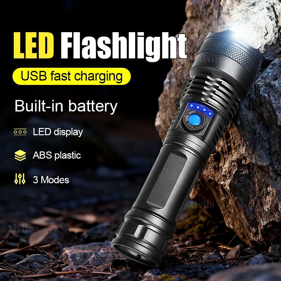 100000LM Super Bright Flashlight Rechargeable LED Torch Long Range Tactical Lamp for Outdoor Waterproof Camping Fishing Lantern
100000LM Super Bright Flashlight Rechargeable LED Torch Long Range Tactical Lamp for Outdoor Waterproof Camping Fishing Lantern
