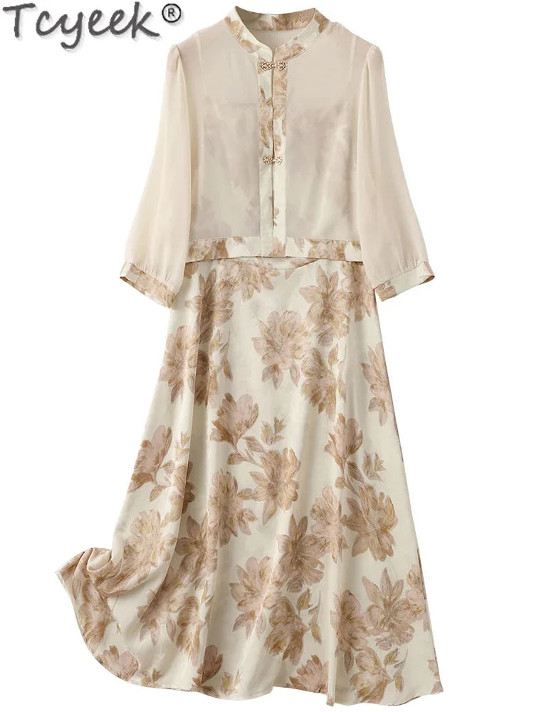 92% Tcyeek Mulberry Silk Elegant es for Women Clothing Spring Summer Midi 2024 Print Women's Dress Fake Two-piece Set
92% Tcyeek Mulberry Silk Elegant es for Women Clothing Spring Summer Midi 2024 Print Women's Dress Fake Two-piece Set