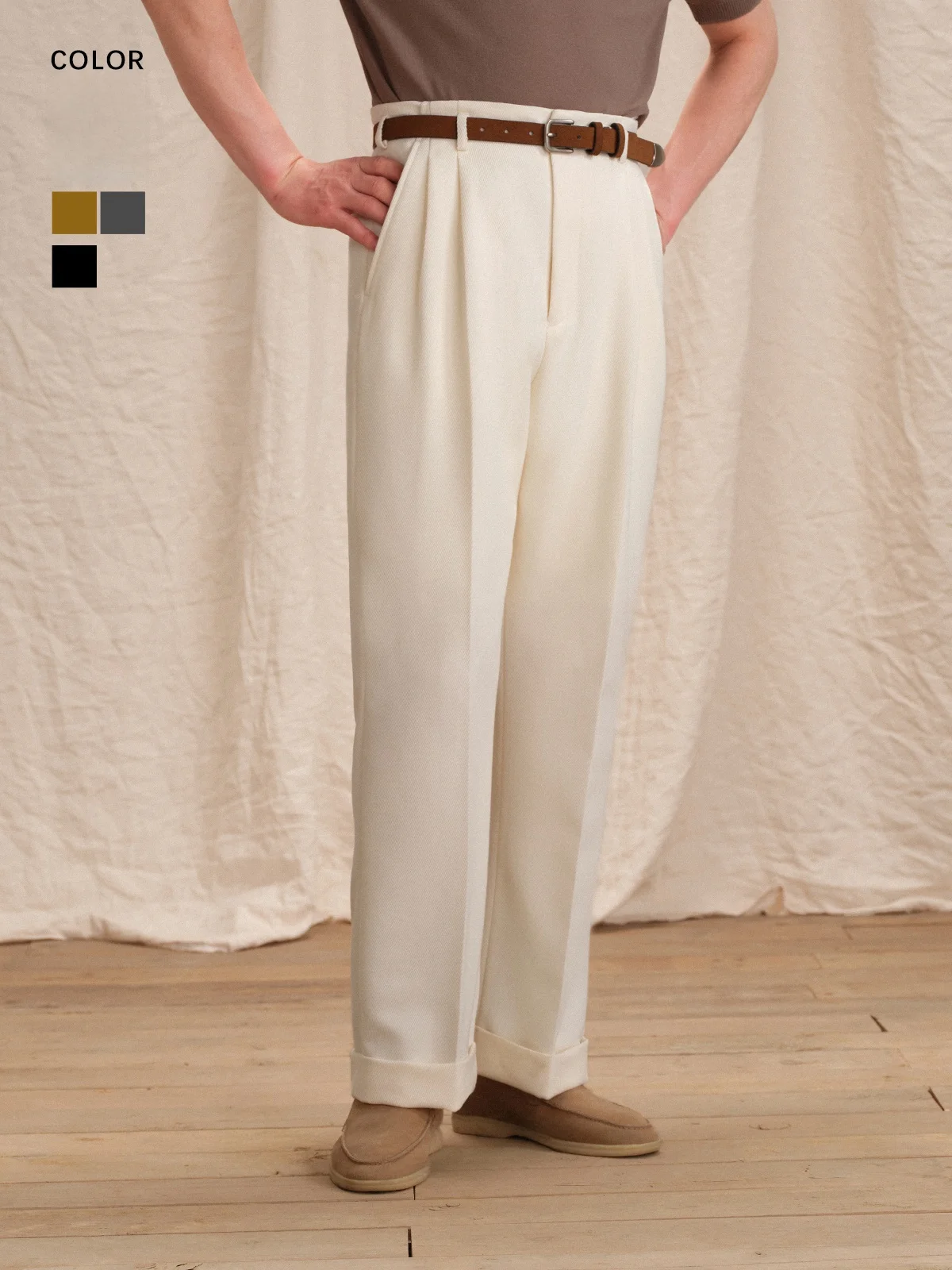 CULTUM High Waist Men's Dress Pants Double Pleat Casual Business Style Polyester Blend Fiber No Stretch Spring Season
CULTUM High Waist Men's Dress Pants Double Pleat Casual Business Style Polyester Blend Fiber No Stretch Spring Season