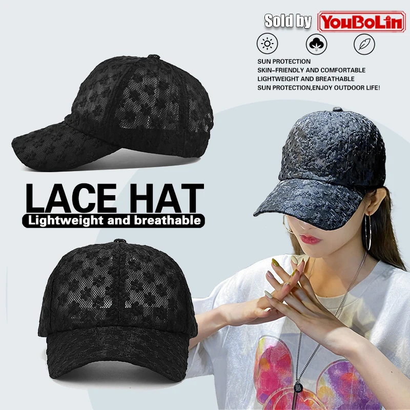 Кружевная шляпа Женская легкая бейсболка, летняя солнцезащитная шляпа, кружевная кепка в виде утконоса с сетчатой вентиляцией, милая и женская
Кружевная шляпа Женская легкая бейсболка, летняя солнцезащитная шляпа, кружевная кепка в виде утконоса с сетчатой вентиляцией, милая и женская