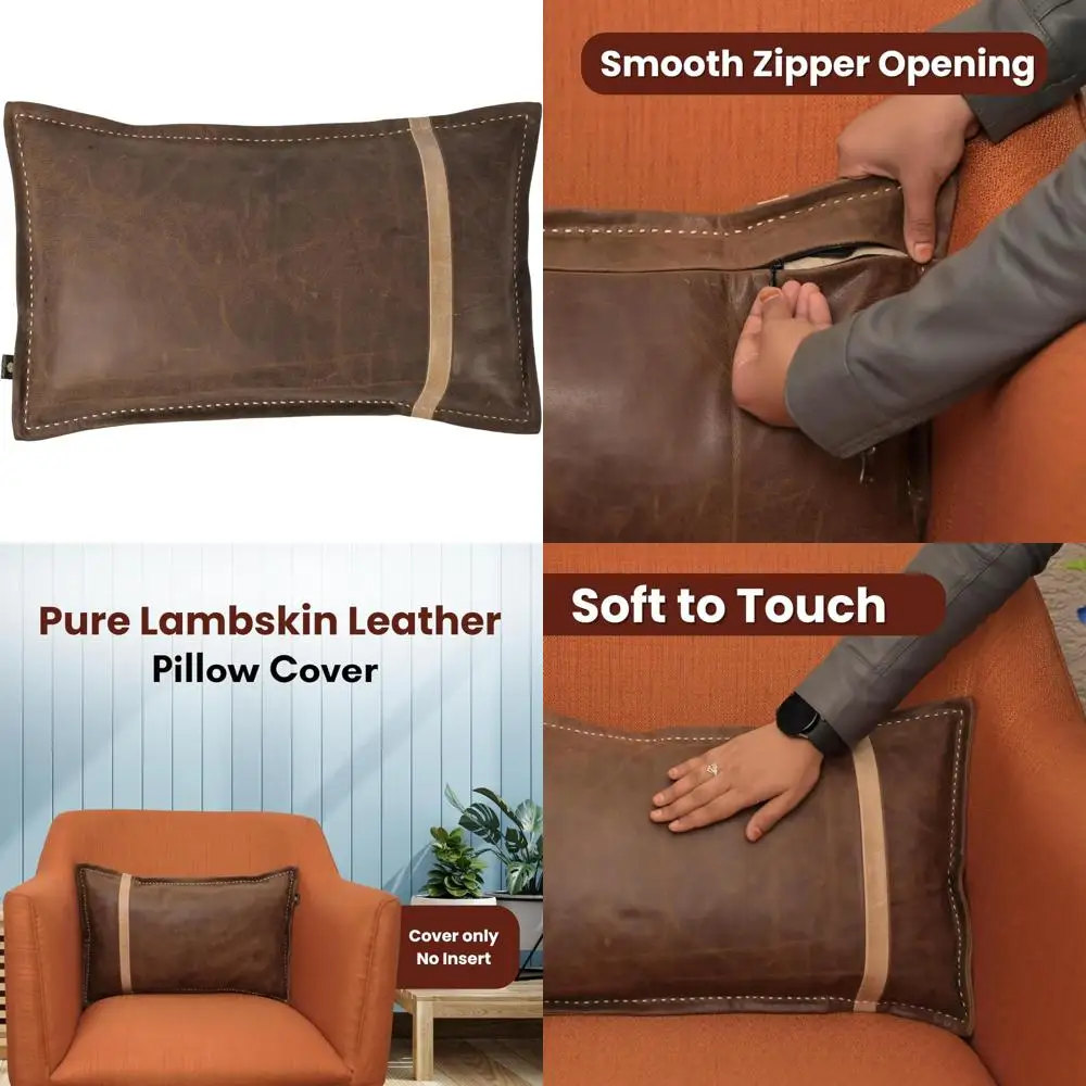 Lambskin Leather Pillow Cover - 100% Genuine Leather Sofa Cushion Case for Living Room and Bedroom Decorative Throw Covers
Lambskin Leather Pillow Cover - 100% Genuine Leather Sofa Cushion Case for Living Room and Bedroom Decorative Throw Covers