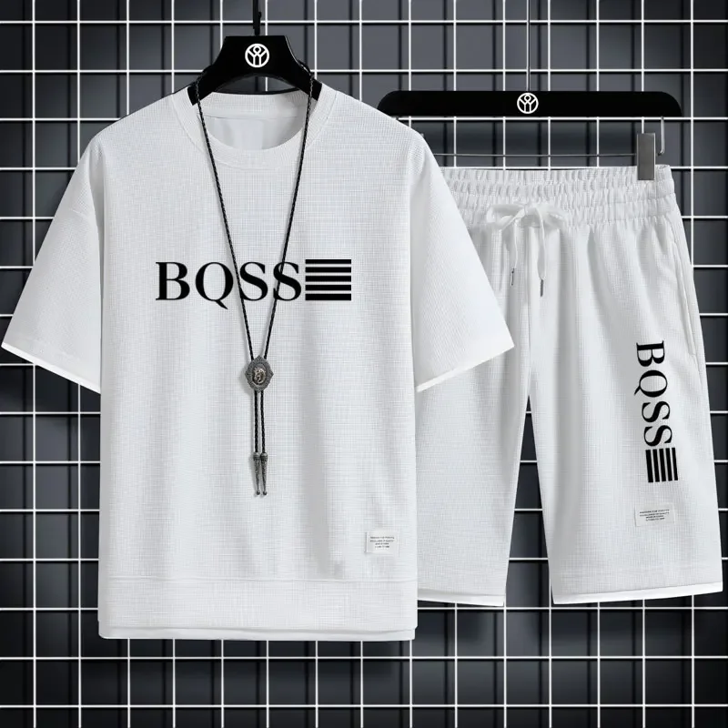Summer Men's Waffle Sets Casual T-Shirt And Shorts Set Male Sports Suit Solid Color Tracksuit Loose Suits Size 3XL
Summer Men's Waffle Sets Casual T-Shirt And Shorts Set Male Sports Suit Solid Color Tracksuit Loose Suits Size 3XL