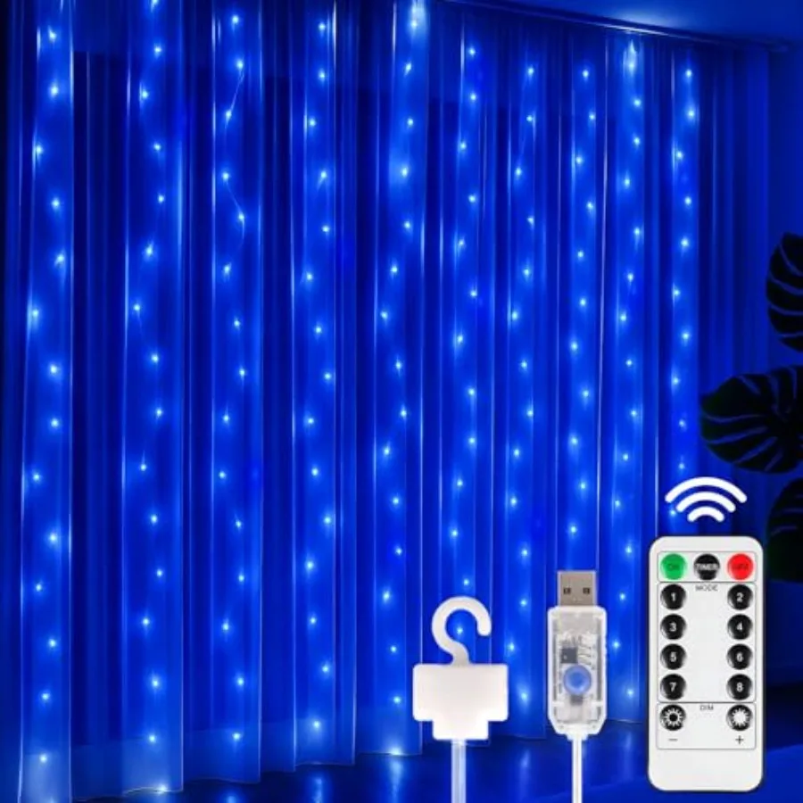 300 LED Fairy Curtain Lights, 9.8ft x 9.8ft Waterproof String Hanging Lights with 8 Modes Remote, Plug‑in Design for Bedroom Pa
300 LED Fairy Curtain Lights, 9.8ft x 9.8ft Waterproof String Hanging Lights with 8 Modes Remote, Plug‑in Design for Bedroom Pa