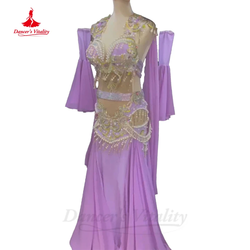 Belly Dance Costume Set High-End Custom Seinor Stones Bra+long Skirt+Sleeves 3pcs Female Oriental Belly Dancing Performance Suit
Belly Dance Costume Set High-End Custom Seinor Stones Bra+long Skirt+Sleeves 3pcs Female Oriental Belly Dancing Performance Suit
