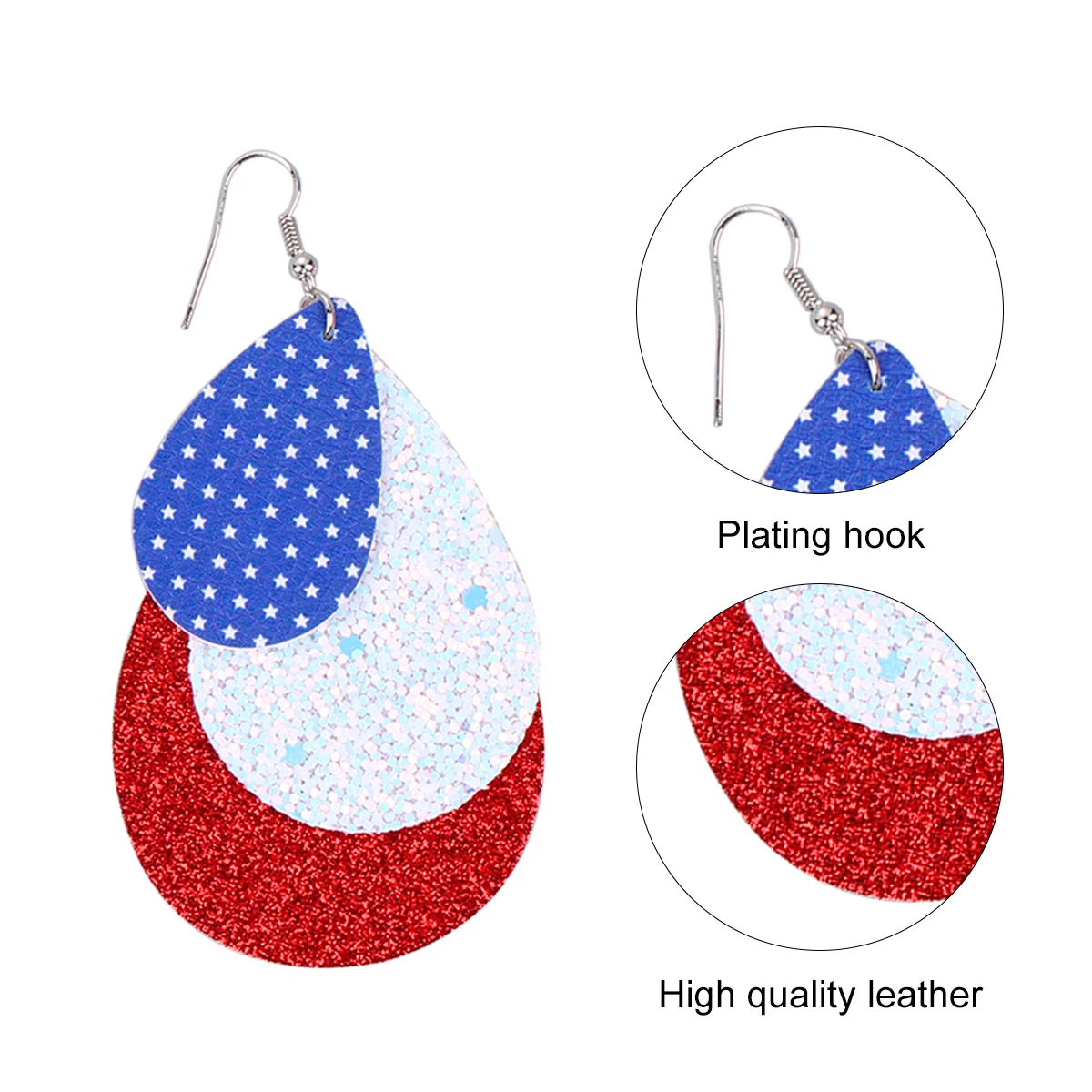 2 Pairs Flag Earrings Womens Water Drop Eardrops Independence Day PU Jewelry Ornaments
2 Pairs Flag Earrings Womens Water Drop Eardrops Independence Day PU Jewelry Ornaments
