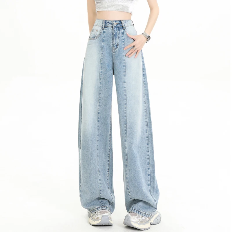 Summer Retro Light Blue Jeans Women High Waist Long Trousers 2025 New Fashion Cool Feeling Wide-leg Denim Jeans Straight Pants
Summer Retro Light Blue Jeans Women High Waist Long Trousers 2025 New Fashion Cool Feeling Wide-leg Denim Jeans Straight Pants