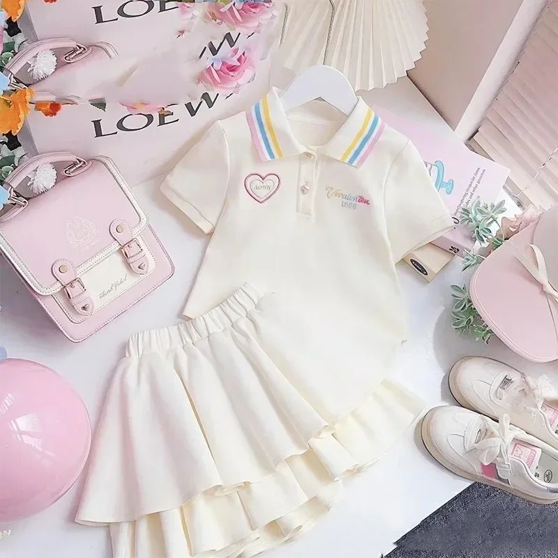 Girls Clothing Set Love Pattern Lapel T-shirt+Pleated Skirt 2Pcs Suit For 4-14Y Girls Daily Wear Casual Outfit Summer New Teen
Girls Clothing Set Love Pattern Lapel T-shirt+Pleated Skirt 2Pcs Suit For 4-14Y Girls Daily Wear Casual Outfit Summer New Teen
