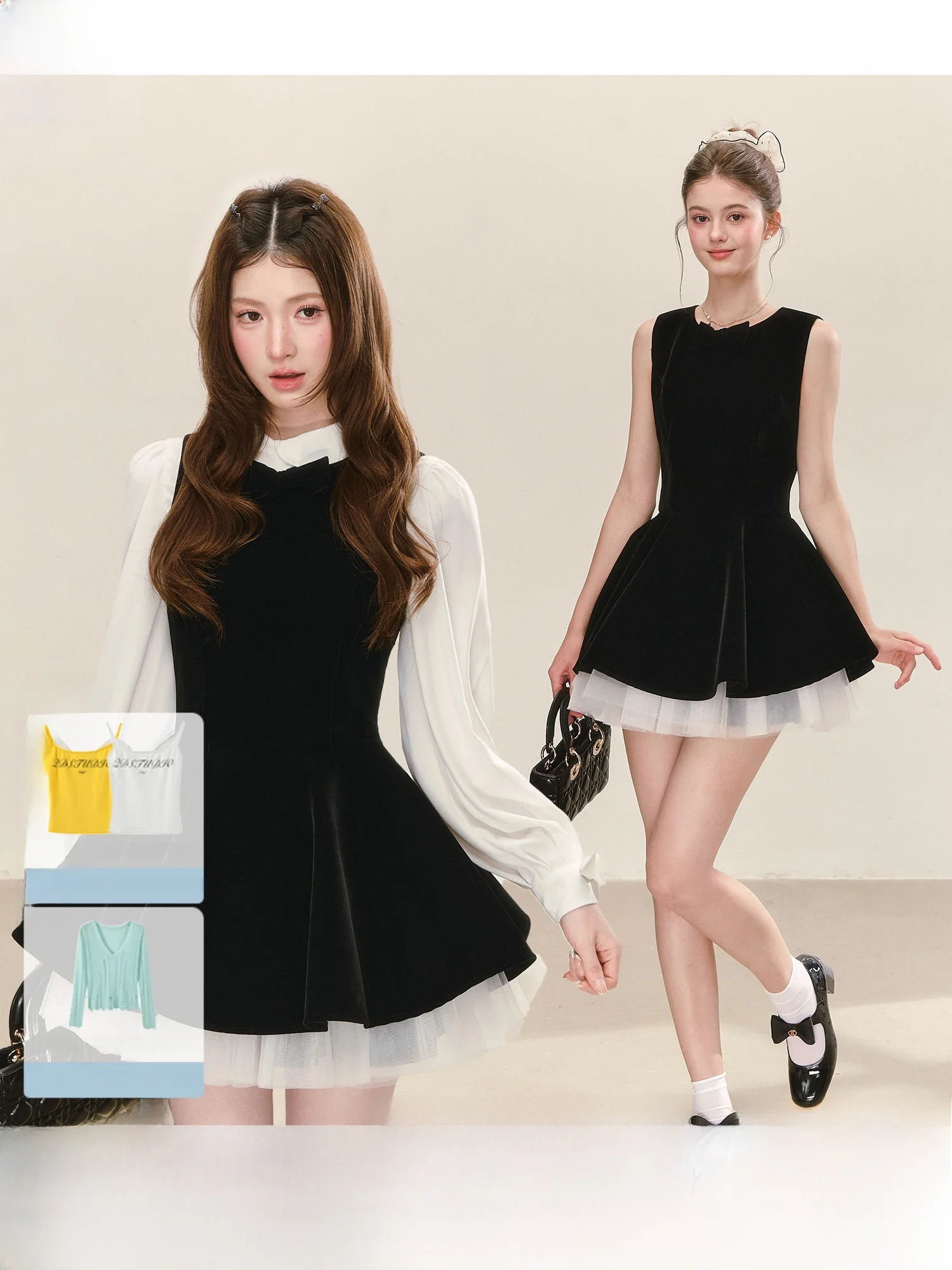 Elegant Velvet Black Vest Dress Sleeveless Spring Summer New Style Base Layer Puffy Skirt Polyester Material Women's Dress
Elegant Velvet Black Vest Dress Sleeveless Spring Summer New Style Base Layer Puffy Skirt Polyester Material Women's Dress