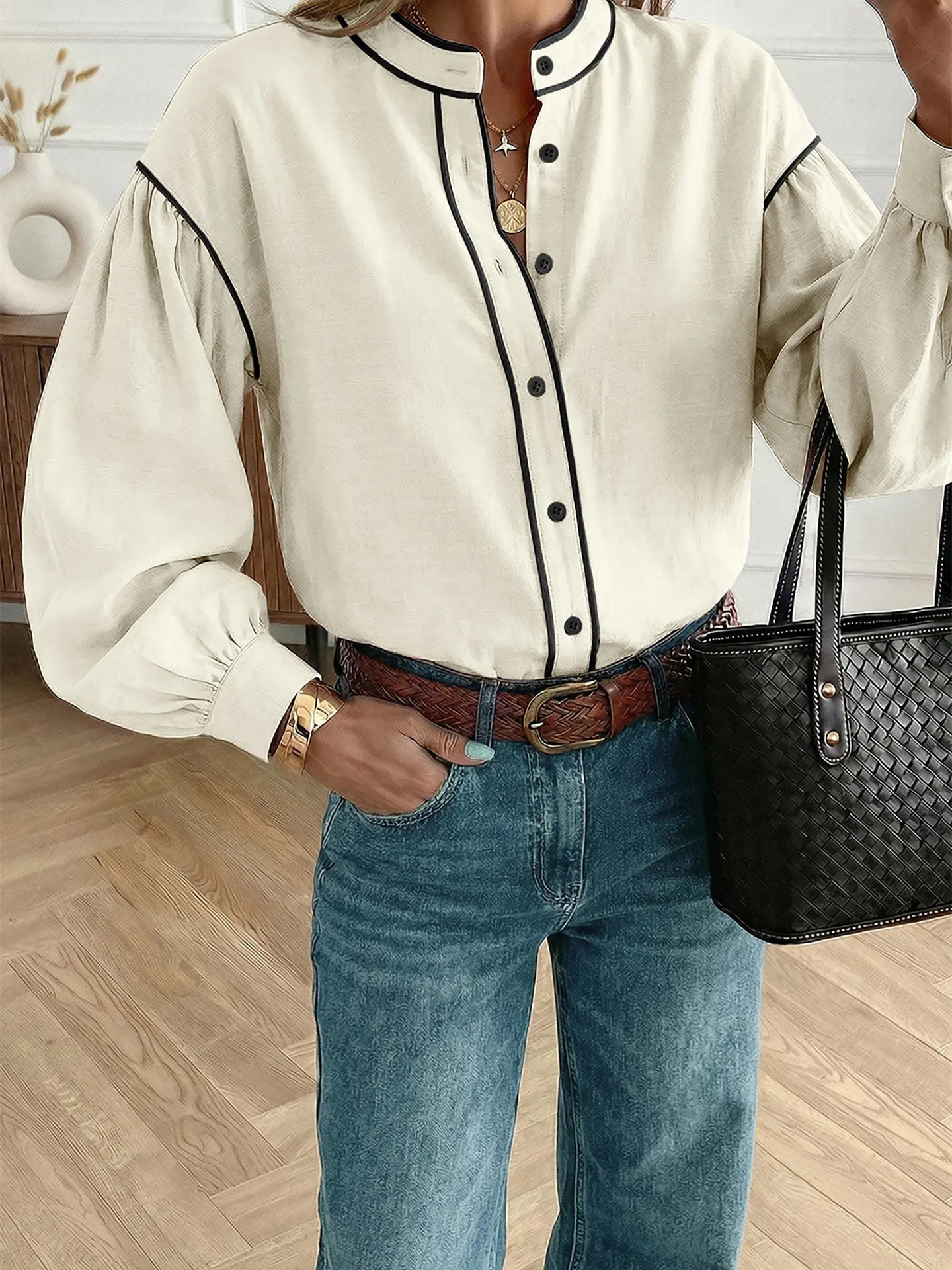 Casual Loose Women's Long Sleeve Shirt Single Button Splice Color Ladies Fashion Spring New Style Breathable Comfortable Cott...
Casual Loose Women's Long Sleeve Shirt Single Button Splice Color Ladies Fashion Spring New Style Breathable Comfortable Cott...