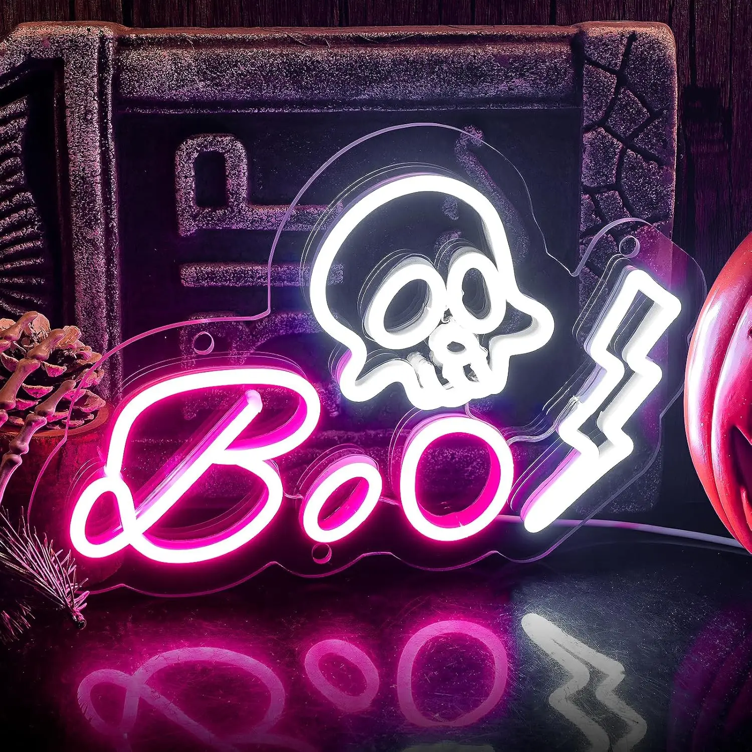 Boo Skull Neon Sign, Skeleton Head Boo LED Neon Lights Sign USB Powered, for Festival Party Bedroom Game Room Bar Wall Decor
Boo Skull Neon Sign, Skeleton Head Boo LED Neon Lights Sign USB Powered, for Festival Party Bedroom Game Room Bar Wall Decor