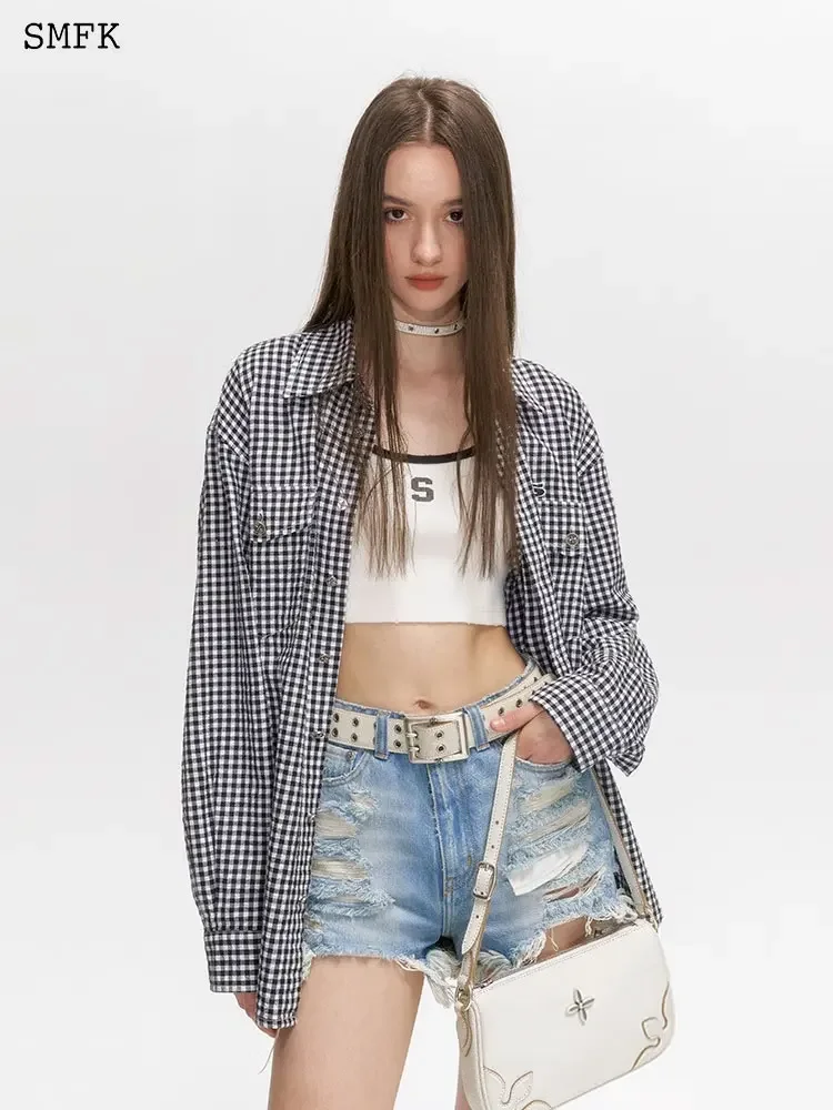 SMFK Black and White Plaid Shirt for Women's Oversized Vintage Blouse Autumn Winter Long Sleeve Coat Basics Versatile Clothing
SMFK Black and White Plaid Shirt for Women's Oversized Vintage Blouse Autumn Winter Long Sleeve Coat Basics Versatile Clothing